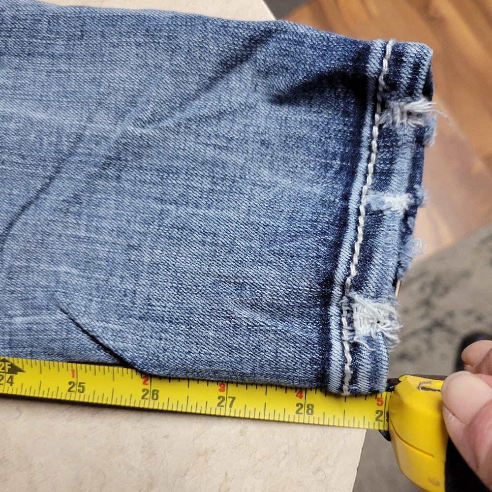 Miss me jeans size 26 mid rise skinny distressed, embellished-blue/silver - Picture 5 of 15